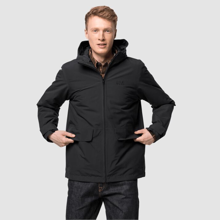 Jack Wolfskin Mens White Forest Winter Jacket Black 945721QBM